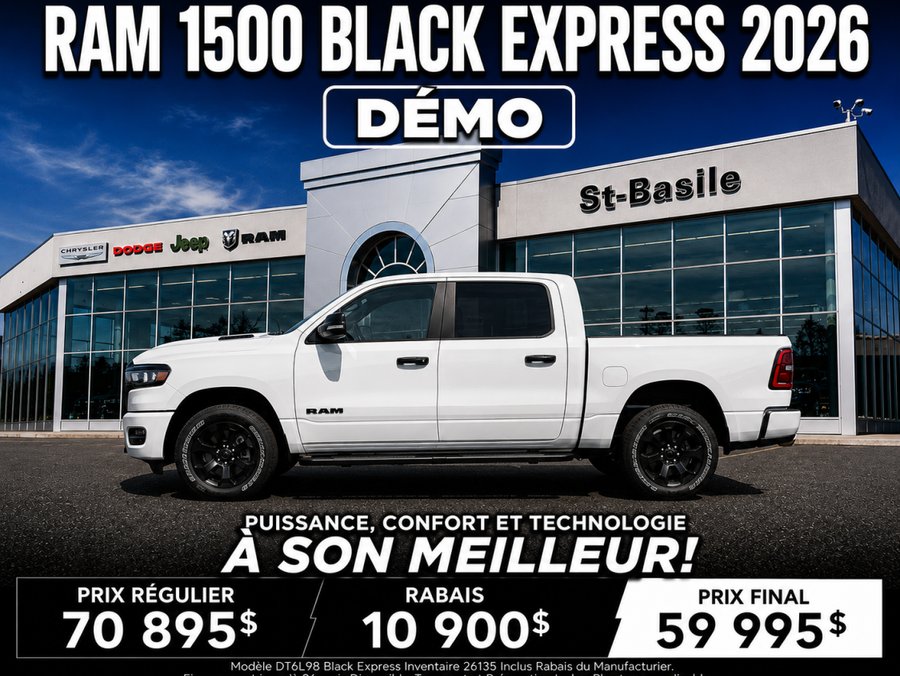 2026 Ram 1500 Express cabine d'équipe 4x4 caisse de 5 pi 7 po / DEMO White