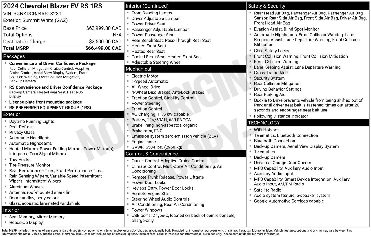 Chevrolet Blazer EV RS AWD 2024 Blanc Laval - photo #1