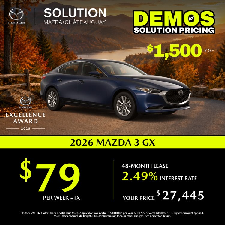 Solution mazda promo octobre MAZDA 3 GX 2026 EN