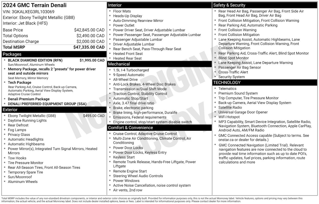 GMC Terrain DENALI BLACK DIAMOND AWD 2024 Noir Laval - photo #1