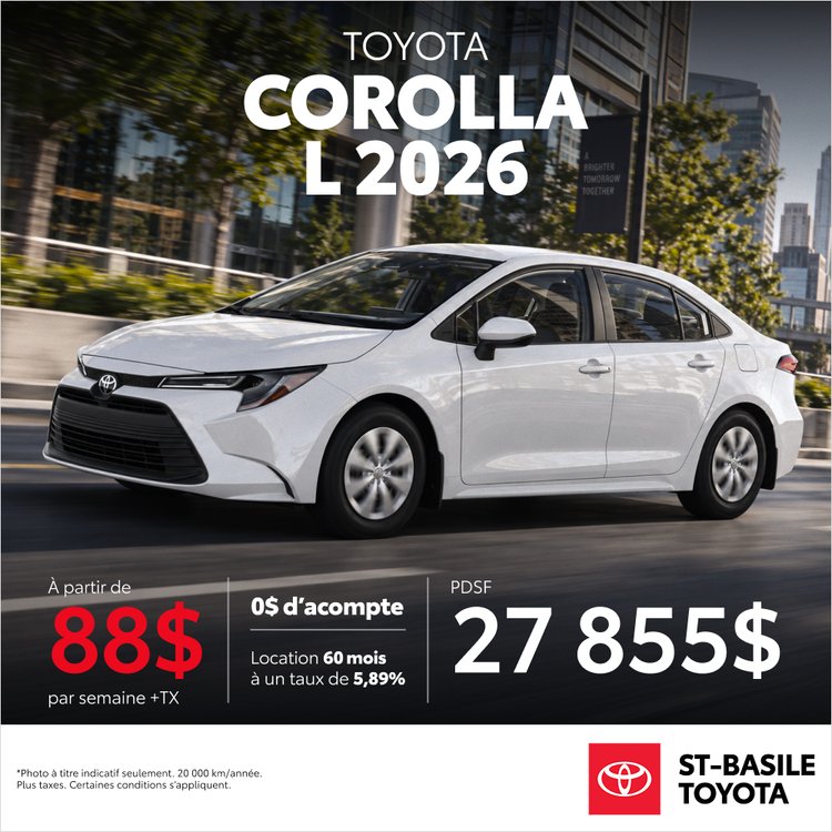 St Basile Toyota promo septembre COROLLA L 2026 FR