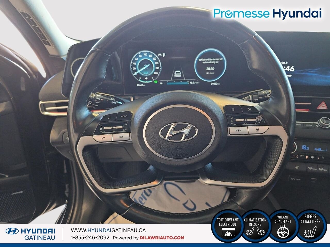 Hyundai Elantra hybride Luxury ***hybrid, cuir , toit ouvrant*** 2023 Noir Ottawa & Gatineau - photo #10
