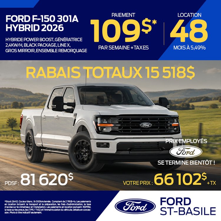 Ford st basile promo septembre F 150 301A 2026 FR