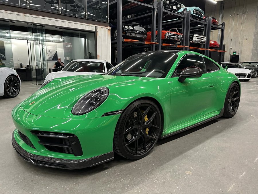 2023 Porsche 911 Carrera T | Factory Aerokit | Vossen Wheels | F.I Exhaust | Carbon Front Lip Python Green