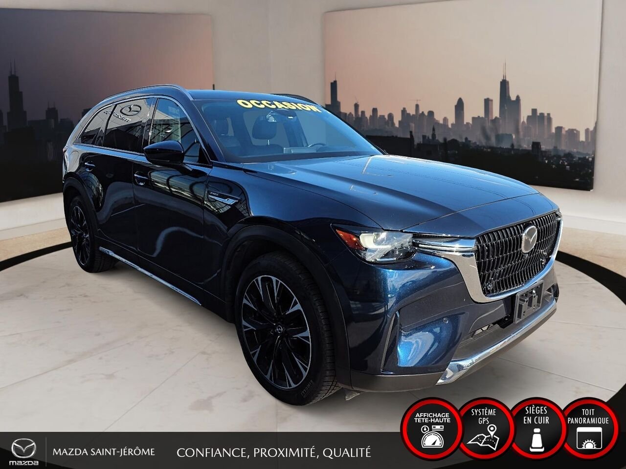 Mazda CX-90 hybride rechargeable GT | TOIT OUVRANT | CUIR | AWD | 2024 Bleu Saint-Jérôme - photo #3