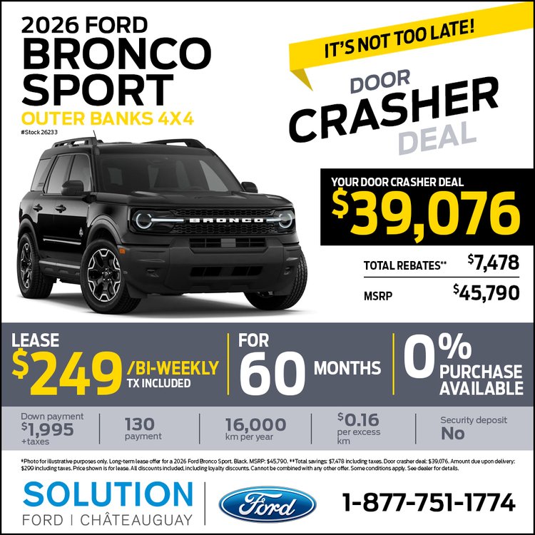 Solution ford promo octobre BRONCO SPORT 2026 EN