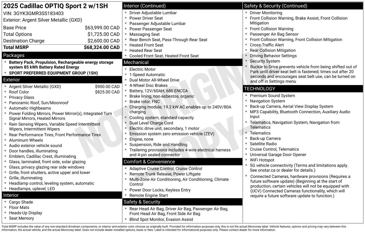 2025 Cadillac OPTIQ Sport AWD FINANCEMENT À PARTIR 3.99% Silver Laval - photo #1