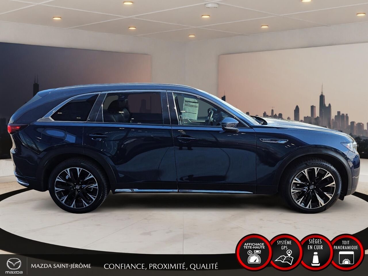 Mazda CX-90 hybride rechargeable GT | TOIT OUVRANT | CUIR | AWD | 2024 Bleu Saint-Jérôme - photo #4