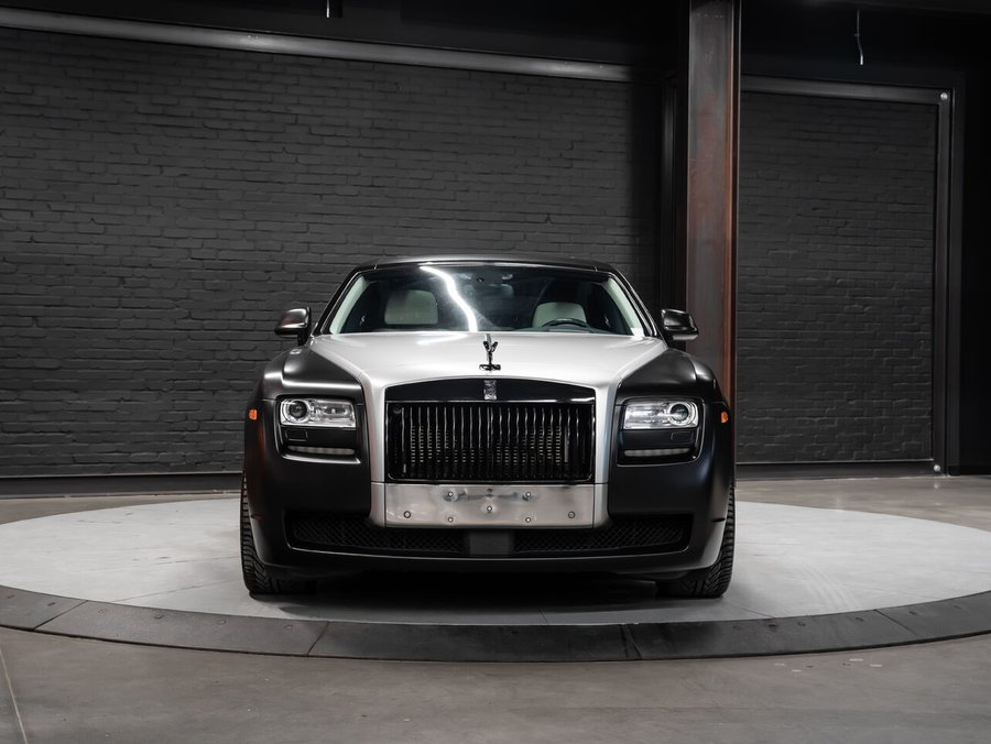 2012 Rolls-Royce Ghost | Satin Black Wrap | Door Umbrellas | Rear Screens gray