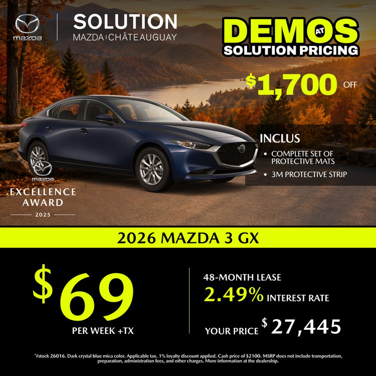 Solution mazda promo septembre MAZDA 3 GX 2026 EN
