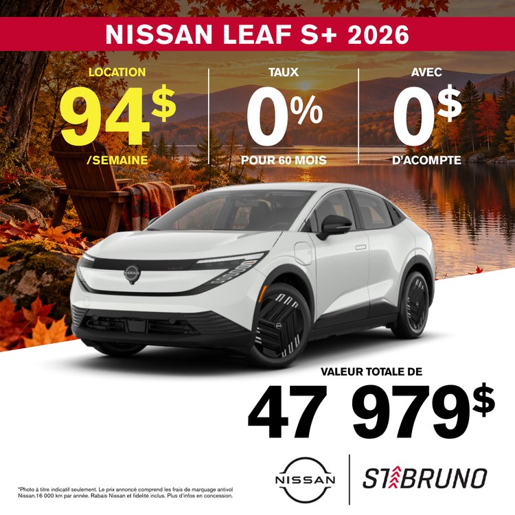 St bruno nissan promo octobre Leaf S PLUS 2026 FR 1