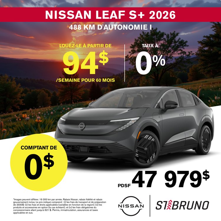 St bruno nissan promo septembre leaf S plus 2026 FR