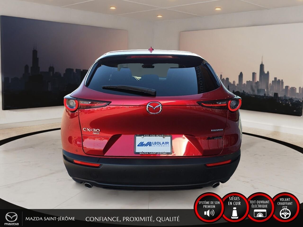 2023 Mazda CX-30 GT | 1 PROPRIÉTAIRE | JAMAIS ACCIDENTÉ | AWD | CUIR | TOIT OUVRANT | MAGS NOIR Red Saint-Jérôme - photo #6