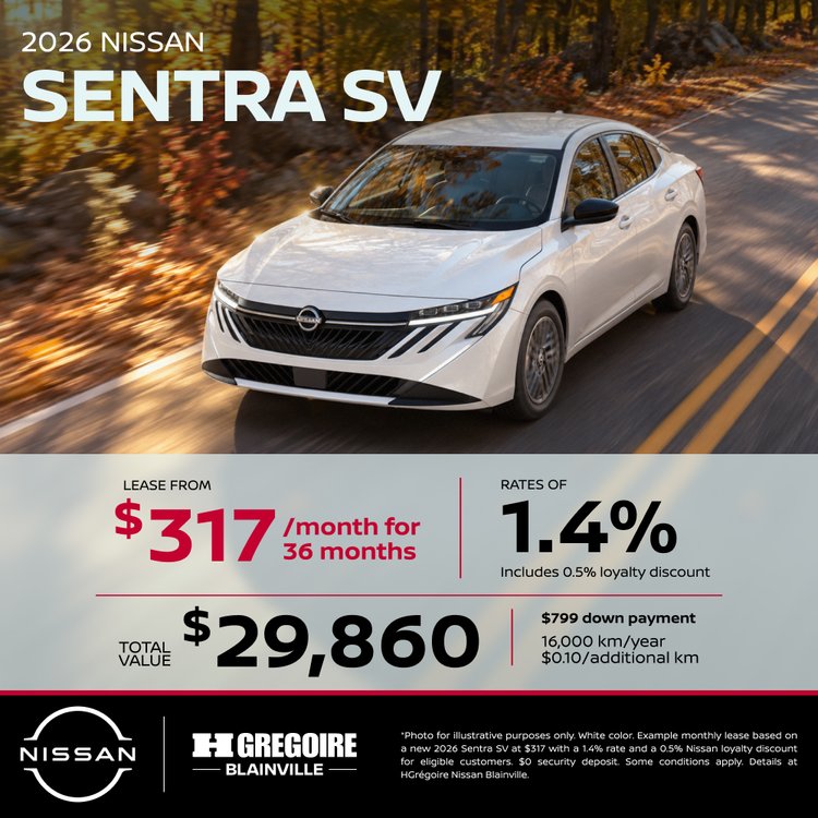 Nissan blainville promo octobre SENTRA SV EN