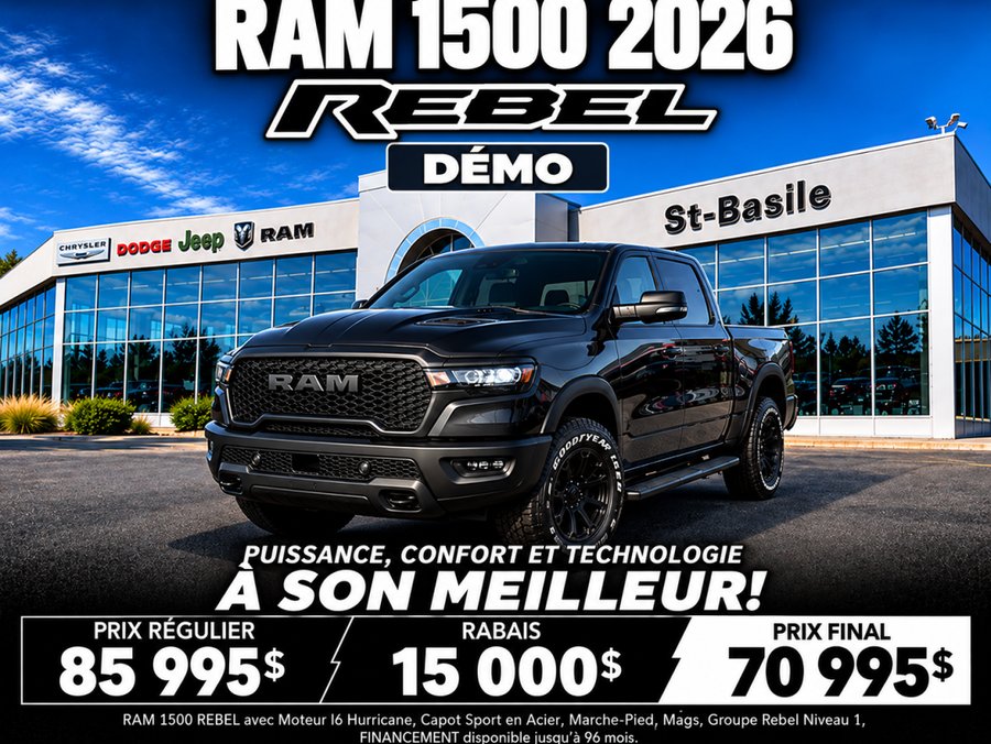 2026 Ram 1500 Rebel cabine d'équipe 4x4 caisse de 5 pi 7 po Blue