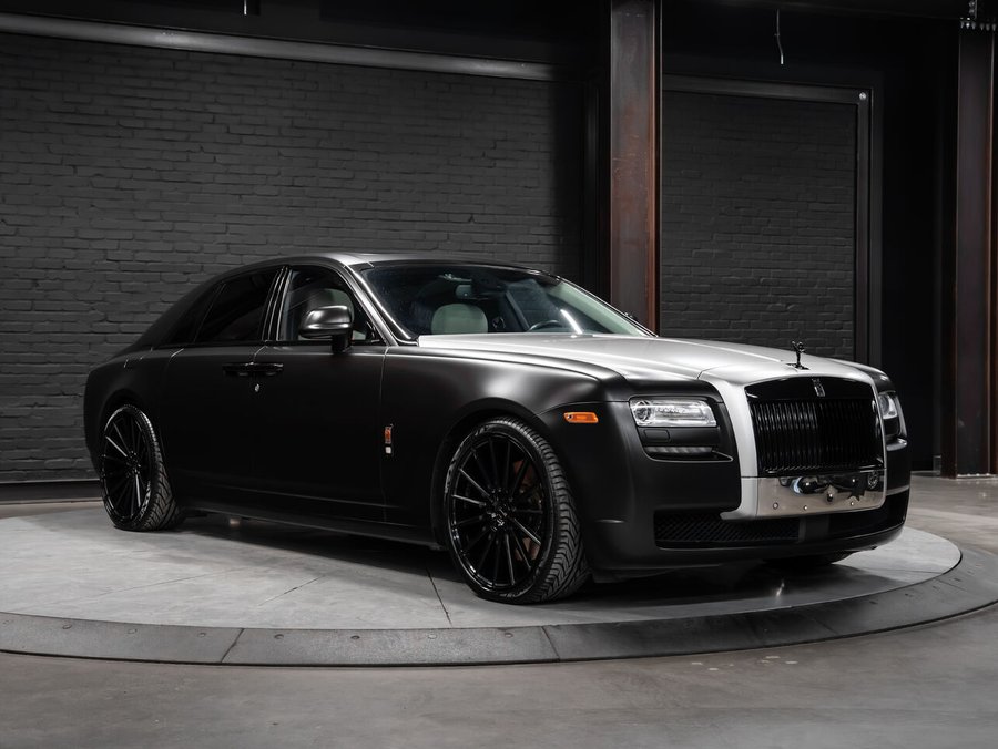 2012 Rolls-Royce Ghost | Satin Black Wrap | Door Umbrellas | Rear Screens gray