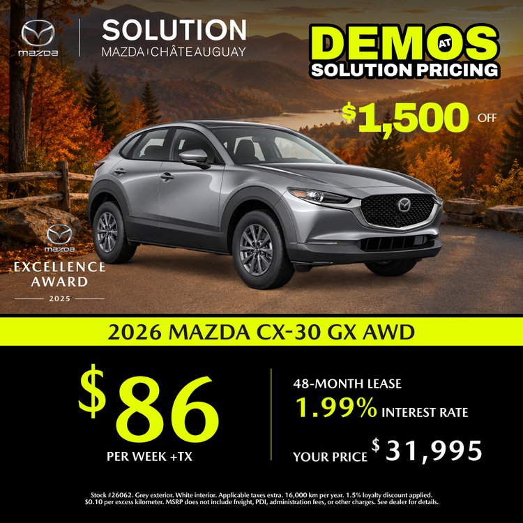 Solution mazda promo octobre CX 30 GX AWD 2026 EN