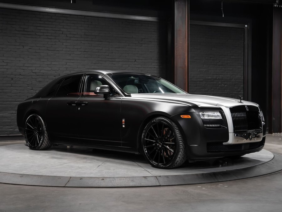 2012 Rolls-Royce Ghost | Satin Black Wrap | Door Umbrellas | Rear Screens gray