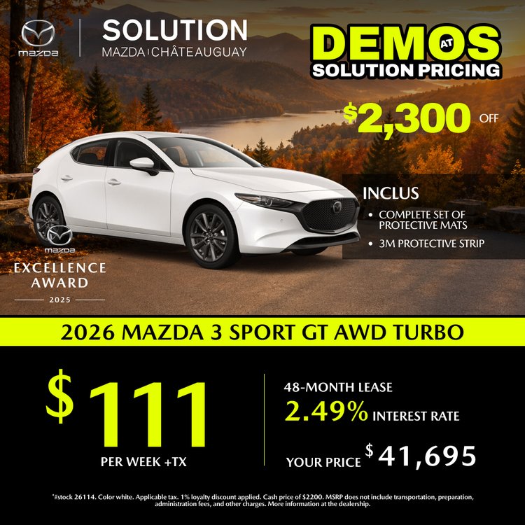 Solution mazda promo septembre MAZDA 3 Sport GT 2026 EN