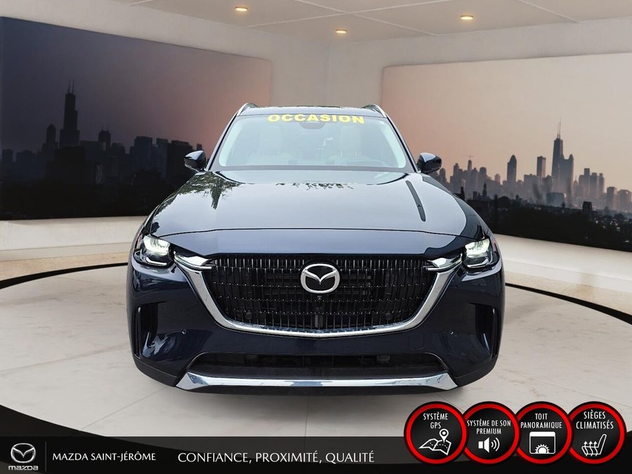 2025 Mazda CX-90 hybride rechargeable GT hybride rechargeable | 16 136 KM | CUIR BLANC NAPPA | TOIT OUVRANT | BOSE | AWD Blue