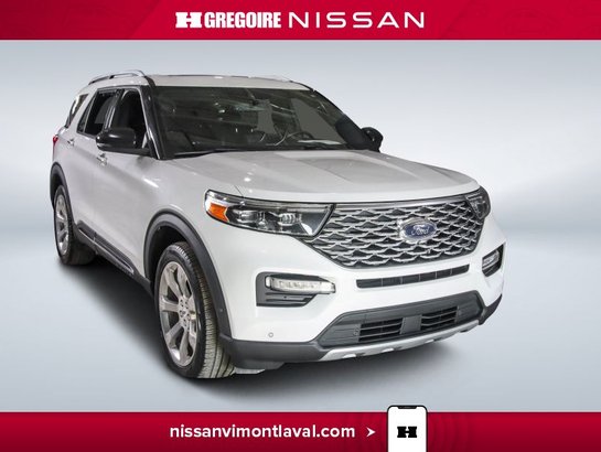 2020 Ford Explorer PLATINUM AWD AUBAINE 6 PASSAGERS TOUT EQUIPÉ CUIR White