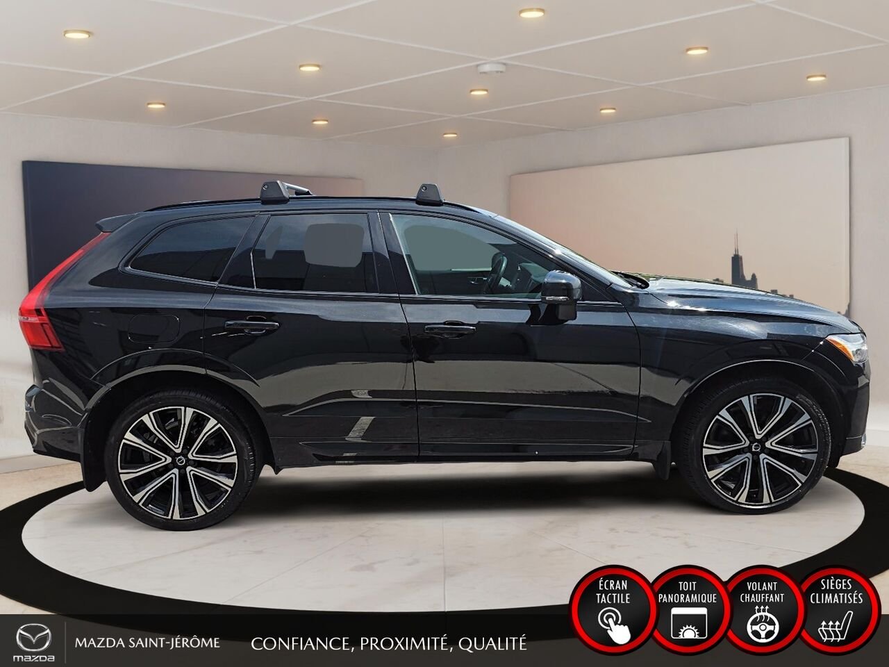 Volvo XC60 Recharge T8 R-Design hybride rechargeable | POLESTAR | TOIT PANORAMIQUE | AWD | CUIR | 2022 Noir Saint-Jérôme - photo #4