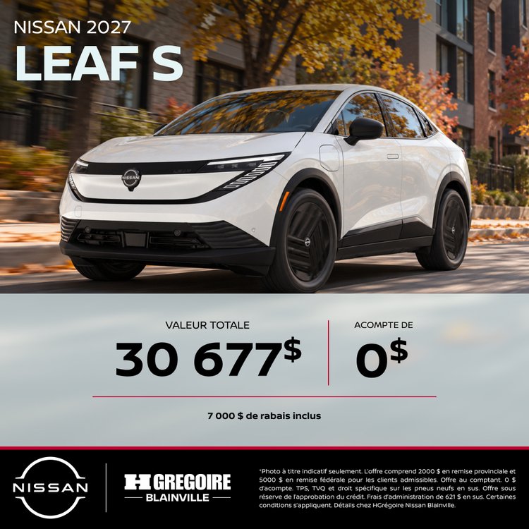 Nissan blainville promo octobre LEAF S FR