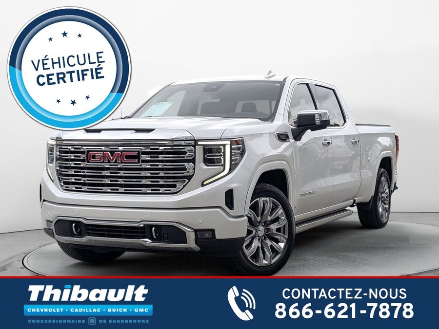 GMC SIERRA 1500 4WD CREW CAB PICKUP Denali Toit Ouvrant Affichage Tête Haute Diesel 2024 Blanc