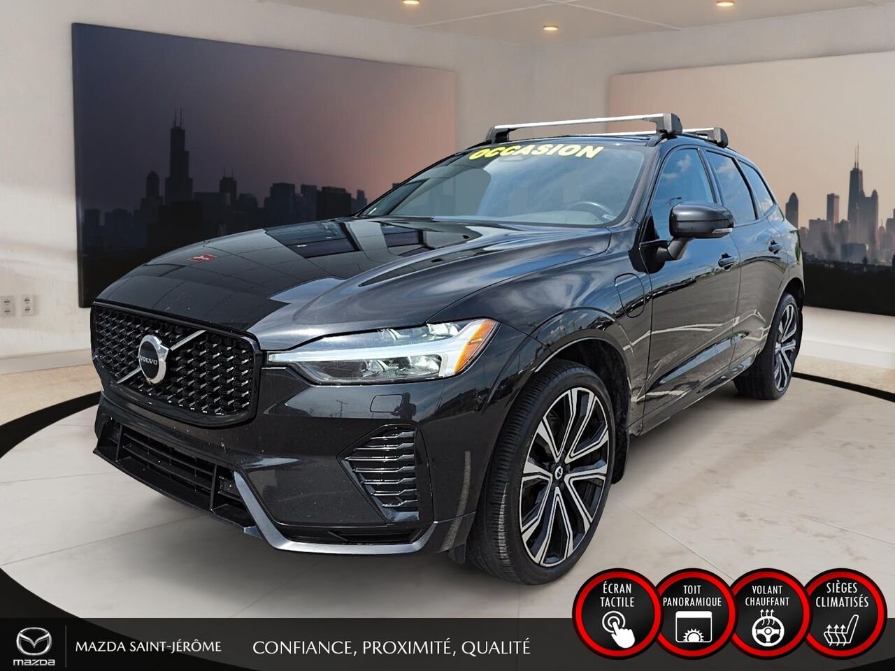 Volvo XC60 Recharge T8 R-Design hybride rechargeable | POLESTAR | TOIT PANORAMIQUE | AWD | CUIR | 2022 Noir Saint-Jérôme - photo #0