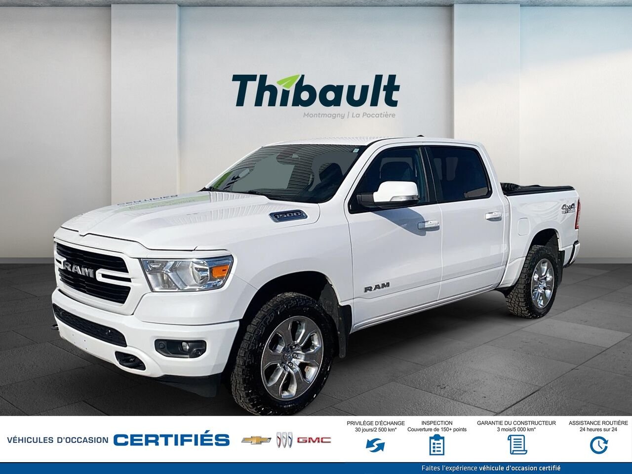 RAM 1500 BIG H Big Horn cabine d'équipe 4x4 caisse de 5 pi 7 po 2020 Blanc Montmagny - photo #0