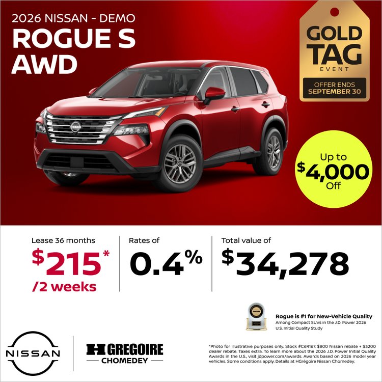 Nissan chomedey promo aout Rogue S EN
