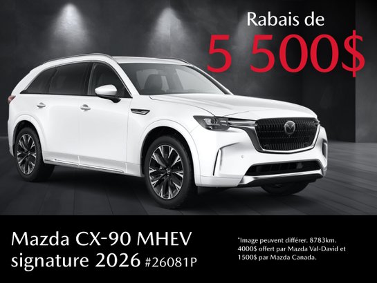 2026 Mazda CX-90 MHEV CX-90 Signature hybride léger – Démonstrateur avec rabais total de 5 500 $ Platinum Quartz Metallic