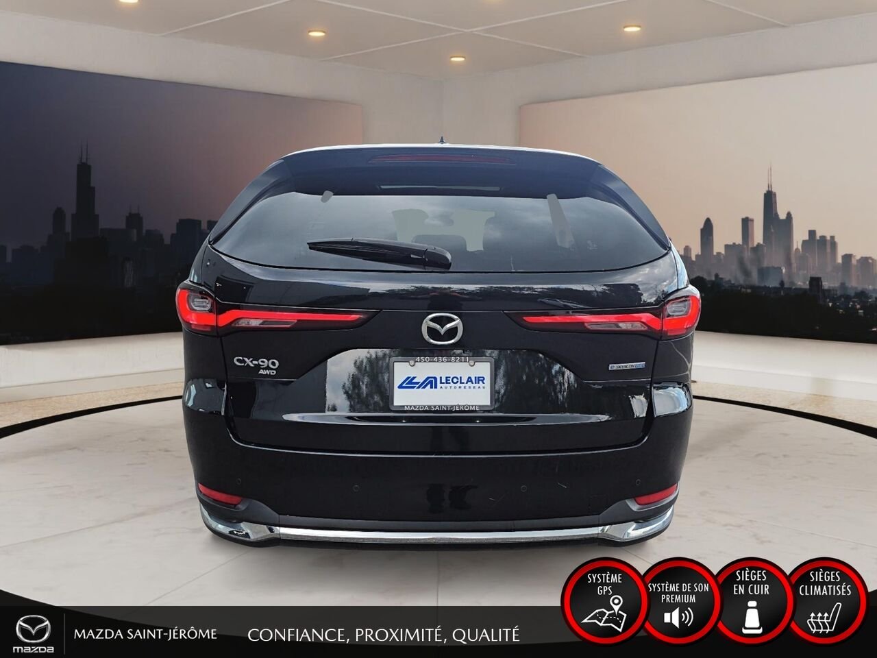 Mazda CX-90 hybride rechargeable GT hybride rechargeable | CUIR NAPPA | TOIT 2 RANGÉES | BOSE 12 HP | AWD | 3e RANGÉE 2025 Noir Saint-Jérôme - photo #6