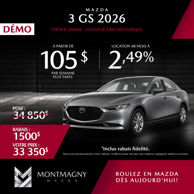 Montmagny mazda promo septembre MAZDA3 GS 2026 FR 1 1024x1024