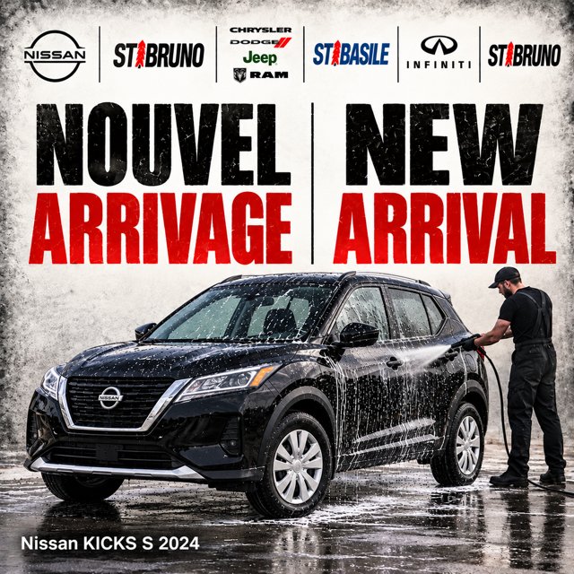 Nissan Kicks S FWD, CAMERA, BLUETOOTH, CARPLAY/ANDROID 2024 Noir