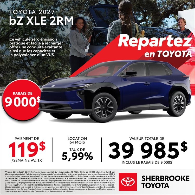 Sherbrooke toyota promo TOYOTA bZ 2027 octobre FR