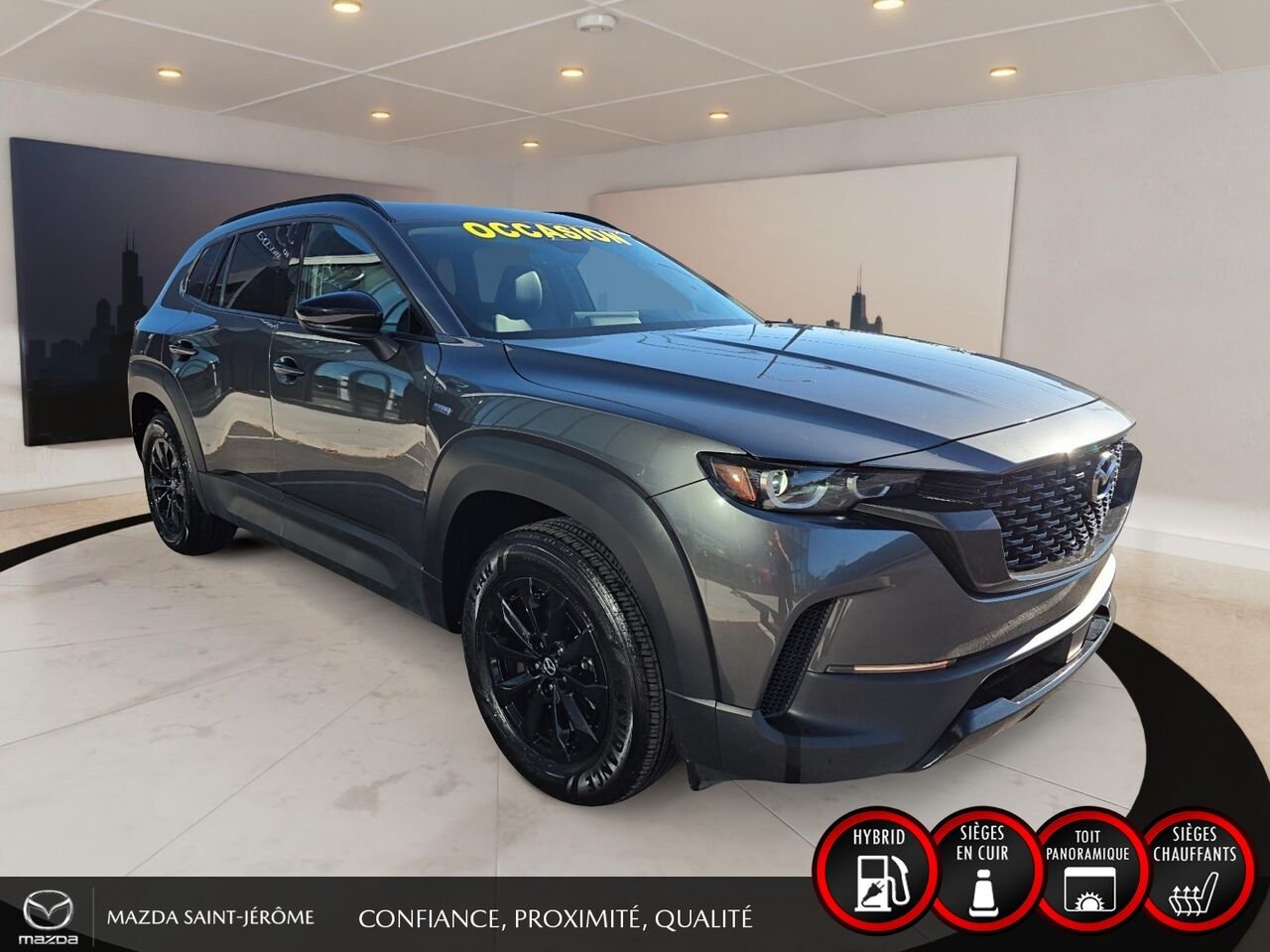 2025 Mazda CX-50 hybride Kuro | 1 PROPRIÉTAIRE | JAMAIS ACCIDENTÉ | TOIT PANORAMIQUE | CUIR | AWD Grey Saint-Jérôme - photo #3