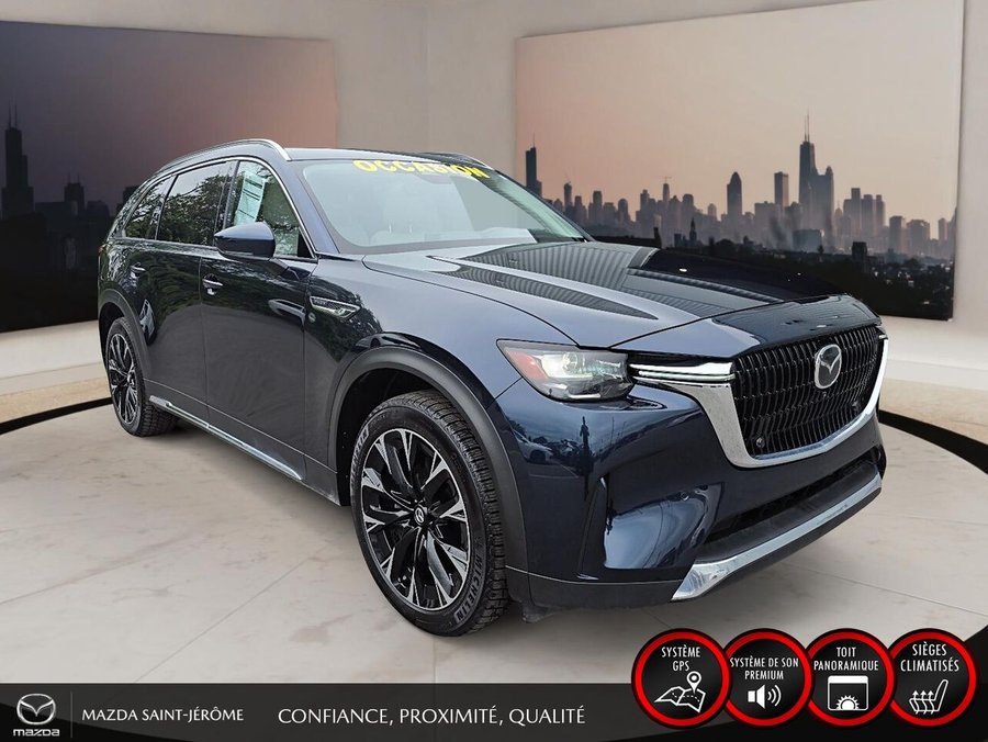 2025 Mazda CX-90 hybride rechargeable GT hybride rechargeable | 16 136 KM | CUIR BLANC NAPPA | TOIT OUVRANT | BOSE | AWD Blue
