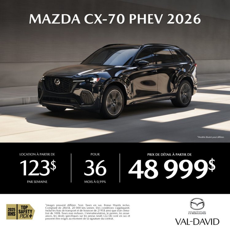 Mazda val david promo septembre CX 70 PHEV 2026 1024x1024
