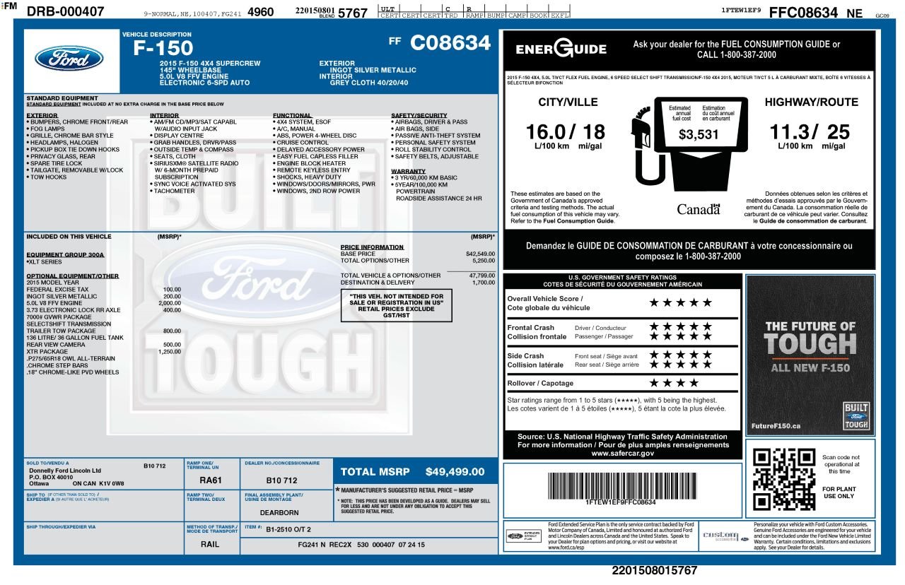 2015 Ford F-150 SUPER CREW XLT V8 5.0L **IMPECCABLE** Silver Laval - photo #4