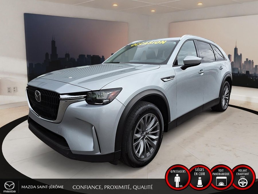 Mazda CX-90 hybride rechargeable GS-L TI | 1 PROPRIÉTAIRE | HYBRIDE RECHARGEABLE | CUIR | HAYON ÉLECTRIQUE | DÉMARRAGE À DISTANCE 2024 Argent