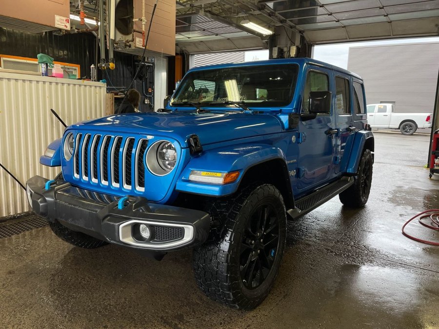 Jeep Wrangler 4xe SAHARA 4X4 *NAV* CUIR SIÈGES /VOLANT CHAUF CARPLAY 2022 Bleu