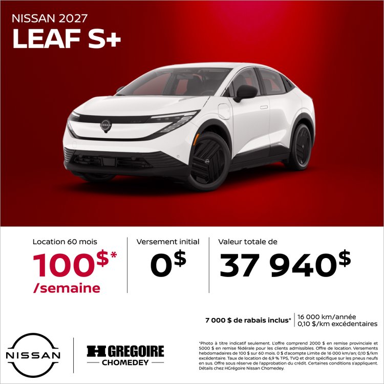 Nissan chomedey promo octobre Leaf S Plus FR