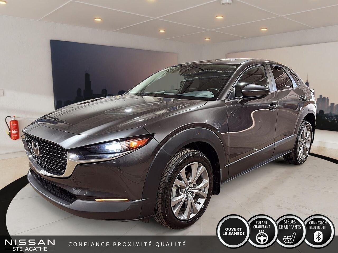 Mazda CX-30 GS TI | SEULEMENT 48 320 KM | VOLANT CHAUFFANT EN CUIR | RÉGULATEUR RADAR | CAMÉRA DE RECUL 2021 Gris Saint-Jérôme - photo #0