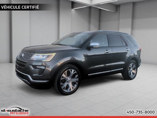 Ford Explorer Platinum 4rm-cuir-toit pano-sièges chauffant et climatisé-volant chauffant 2019 Argent