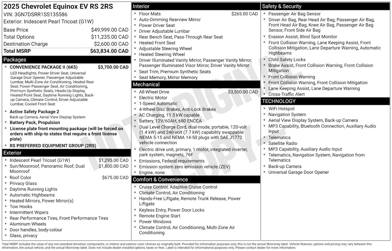 Chevrolet Equinox EV 2RS AWD 2025 Blanc Laval - photo #4