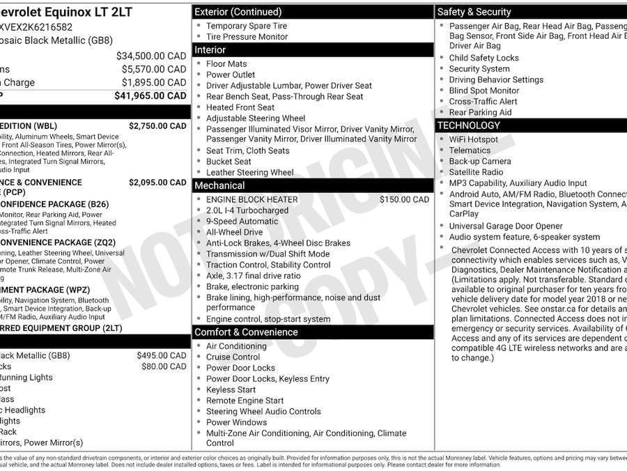 2019 Chevrolet Equinox REDLINE EDITION AWD 2LT Black