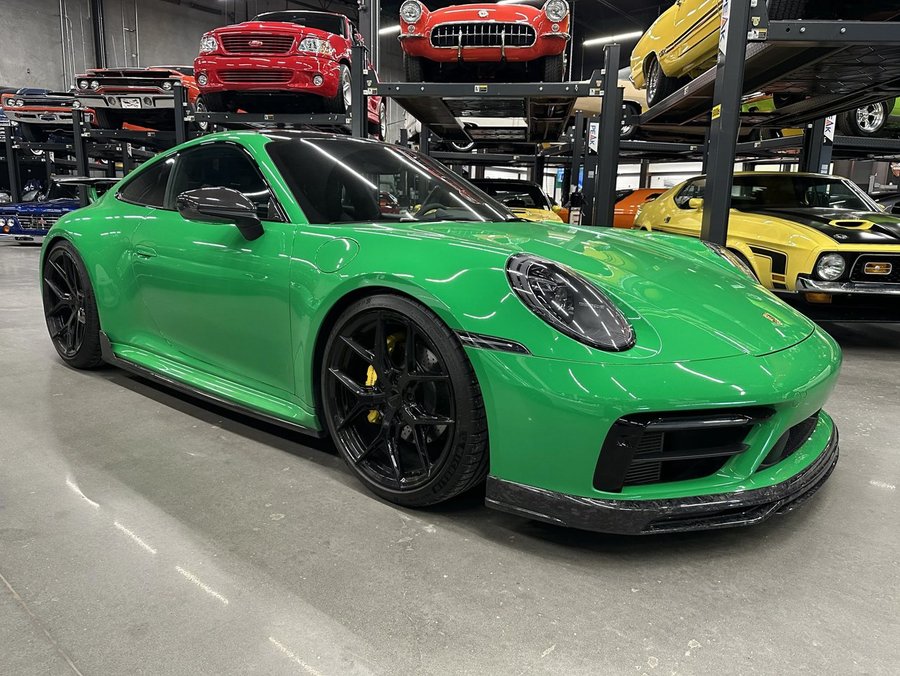 2023 Porsche 911 Carrera T | Factory Aerokit | Vossen Wheels | F.I Exhaust | Carbon Front Lip Python Green