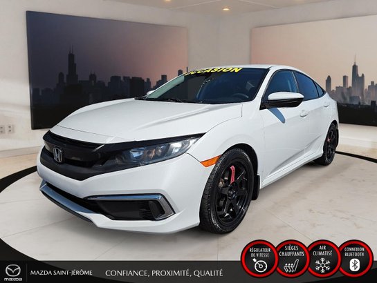2020 Honda Civic Berline LX | MANUELLE | MAGS NOIR | CARFAX PROPRE White