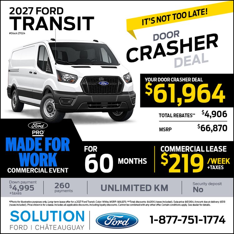 Solution ford promo octobre TRANSIT 2027 EN